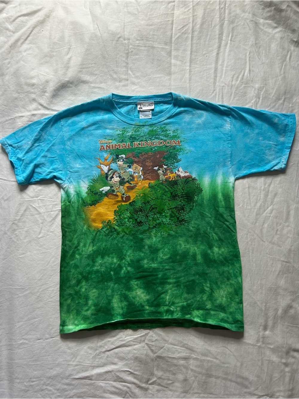 Disney Animal Kingdom Tie-Dye Blue and Green Graphic Tee- Small